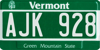 VT license plate AJK928