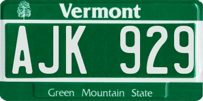 VT license plate AJK929