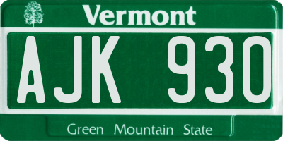 VT license plate AJK930