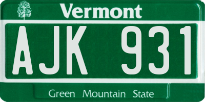 VT license plate AJK931