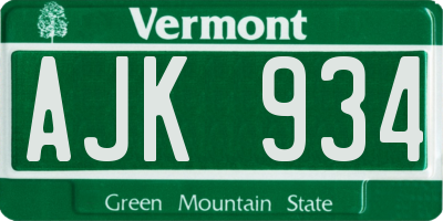 VT license plate AJK934