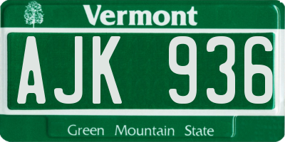 VT license plate AJK936