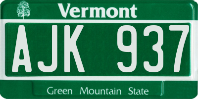 VT license plate AJK937