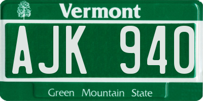 VT license plate AJK940