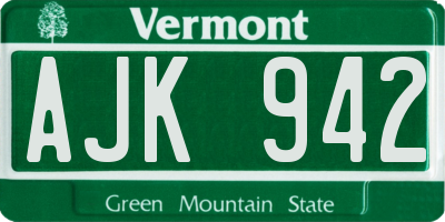 VT license plate AJK942