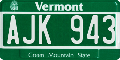 VT license plate AJK943