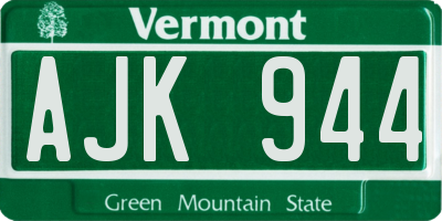 VT license plate AJK944