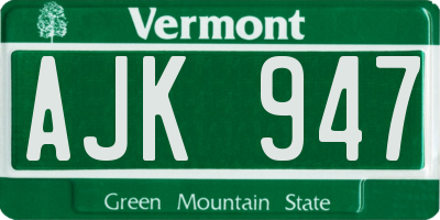 VT license plate AJK947