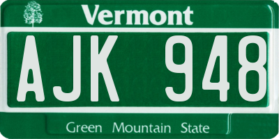 VT license plate AJK948
