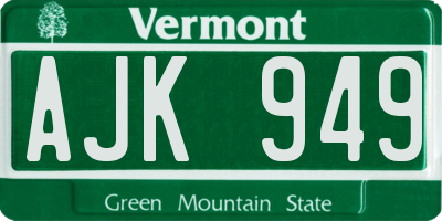 VT license plate AJK949