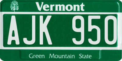 VT license plate AJK950