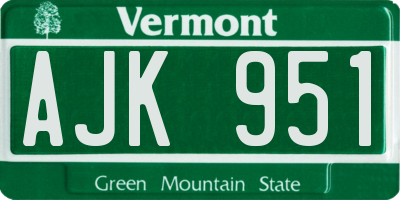 VT license plate AJK951