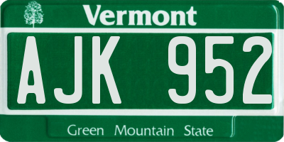 VT license plate AJK952