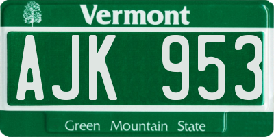 VT license plate AJK953