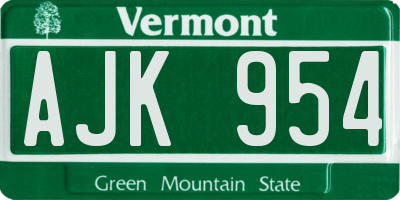 VT license plate AJK954