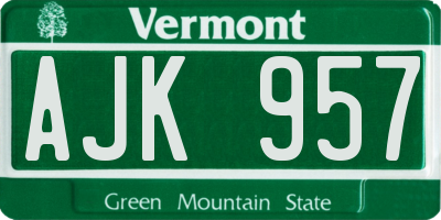 VT license plate AJK957