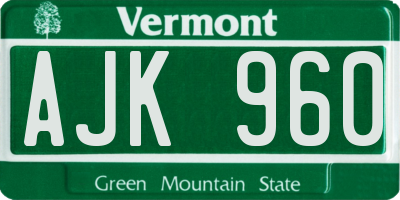 VT license plate AJK960