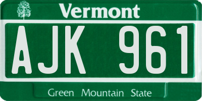 VT license plate AJK961