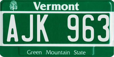 VT license plate AJK963