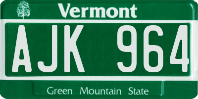 VT license plate AJK964