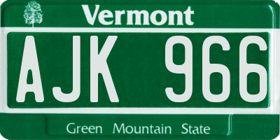 VT license plate AJK966