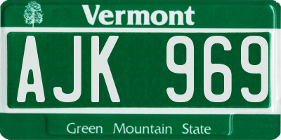 VT license plate AJK969
