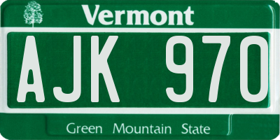 VT license plate AJK970