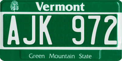 VT license plate AJK972
