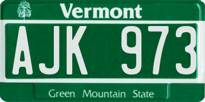VT license plate AJK973
