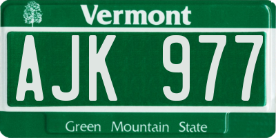 VT license plate AJK977