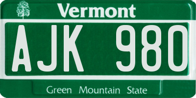 VT license plate AJK980