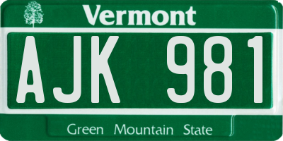 VT license plate AJK981