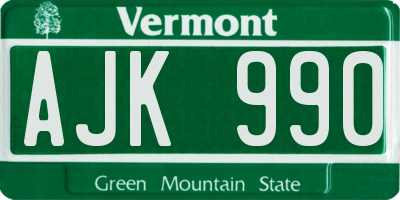 VT license plate AJK990