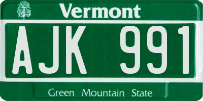 VT license plate AJK991