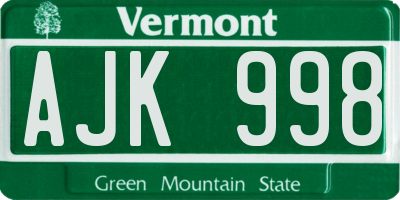 VT license plate AJK998