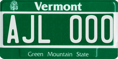 VT license plate AJL000