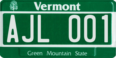 VT license plate AJL001