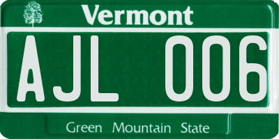 VT license plate AJL006