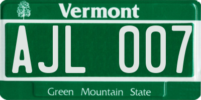 VT license plate AJL007