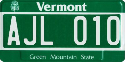 VT license plate AJL010