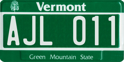 VT license plate AJL011