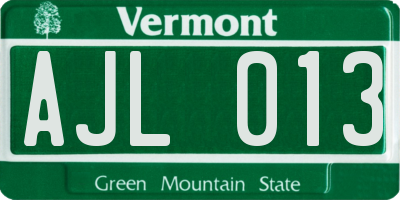 VT license plate AJL013