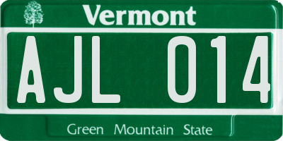VT license plate AJL014