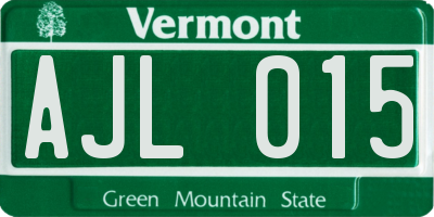 VT license plate AJL015