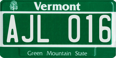 VT license plate AJL016