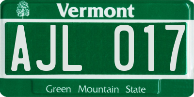 VT license plate AJL017