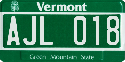 VT license plate AJL018