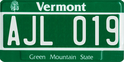 VT license plate AJL019