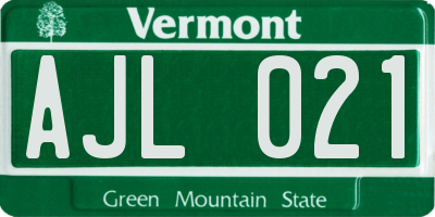 VT license plate AJL021