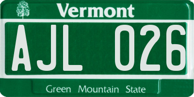 VT license plate AJL026